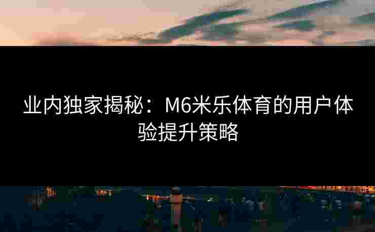 业内独家揭秘：M6米乐体育的用户体验提升策略