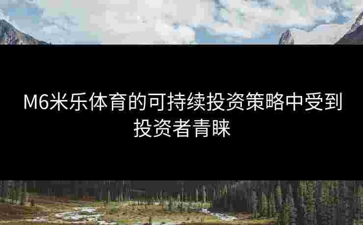 M6米乐体育的可持续投资策略中受到投资者青睐