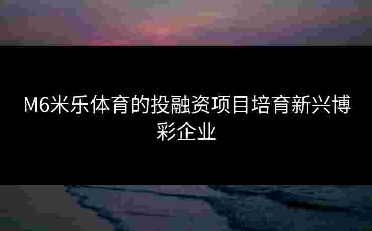 M6米乐体育的投融资项目培育新兴博彩企业